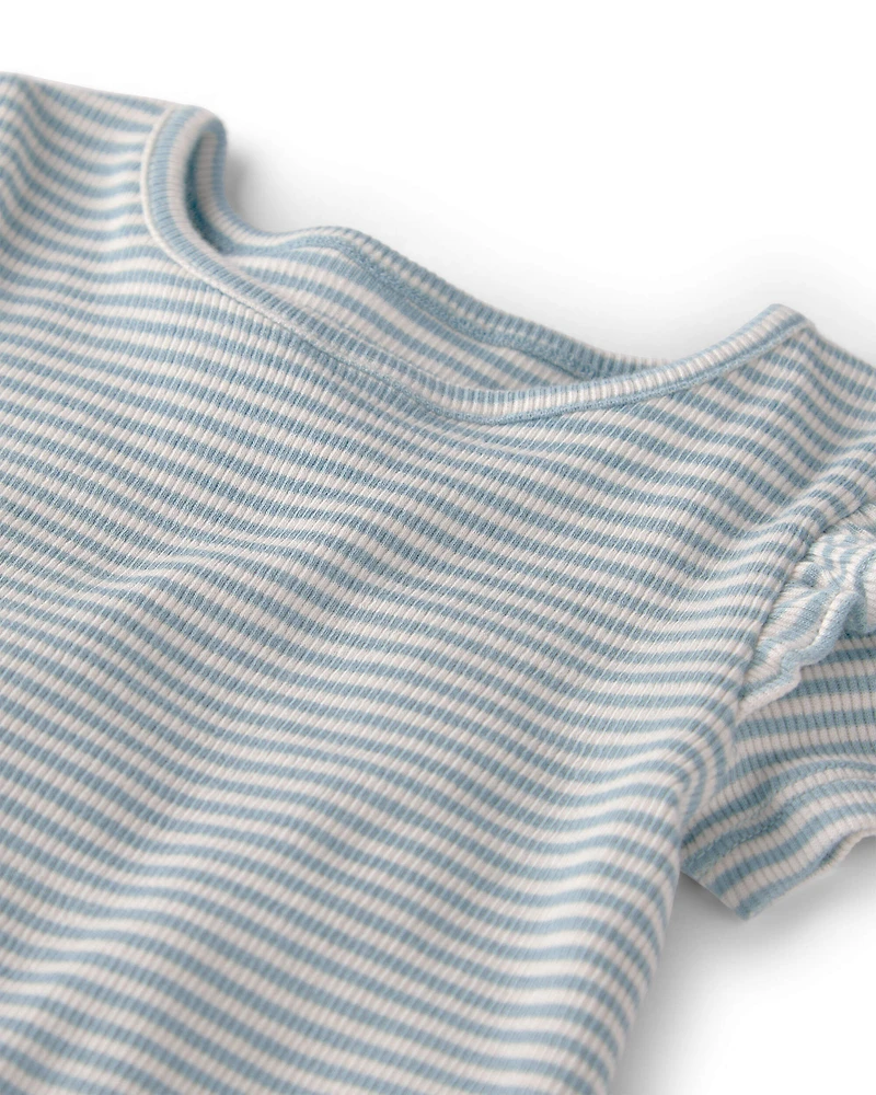 Baby Girl 3-Pack Organic Cotton Flutter Bodysuits in Stripes