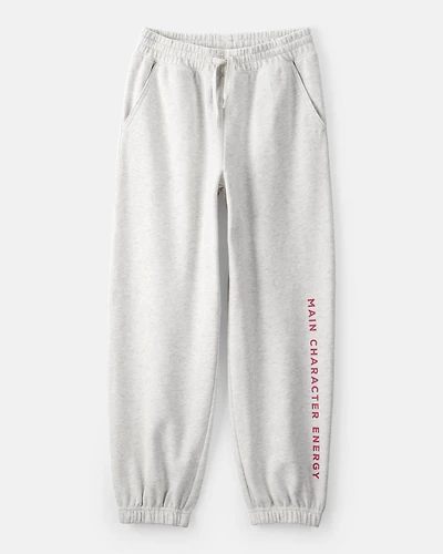 Girls Main Character Energy French Terry Joggers - Grey