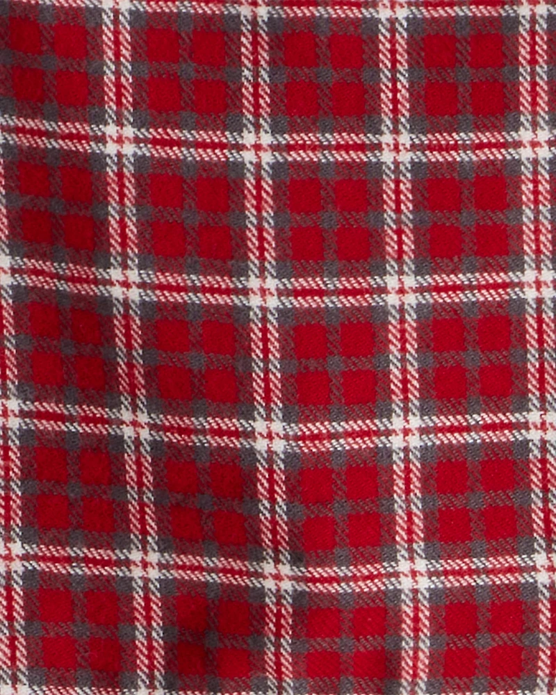 Toddler Girl 2-Piece PlaidCotton Long-Sleeve Dress Set - Red