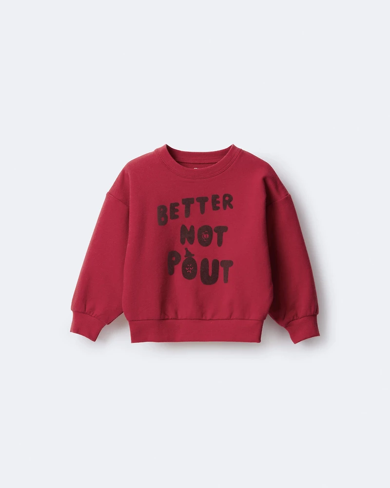 Toddler  'Better Not Pout'  Dolman-Sleeve Sweatshirt - Red