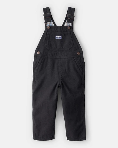 Toddler Boy Herringbone Overalls - Black