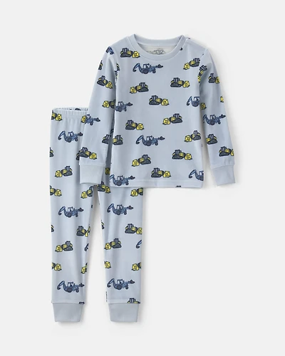 Toddler Boy 2-Piece Floral DreamPlush Snug Fit Pajama Set - Blue