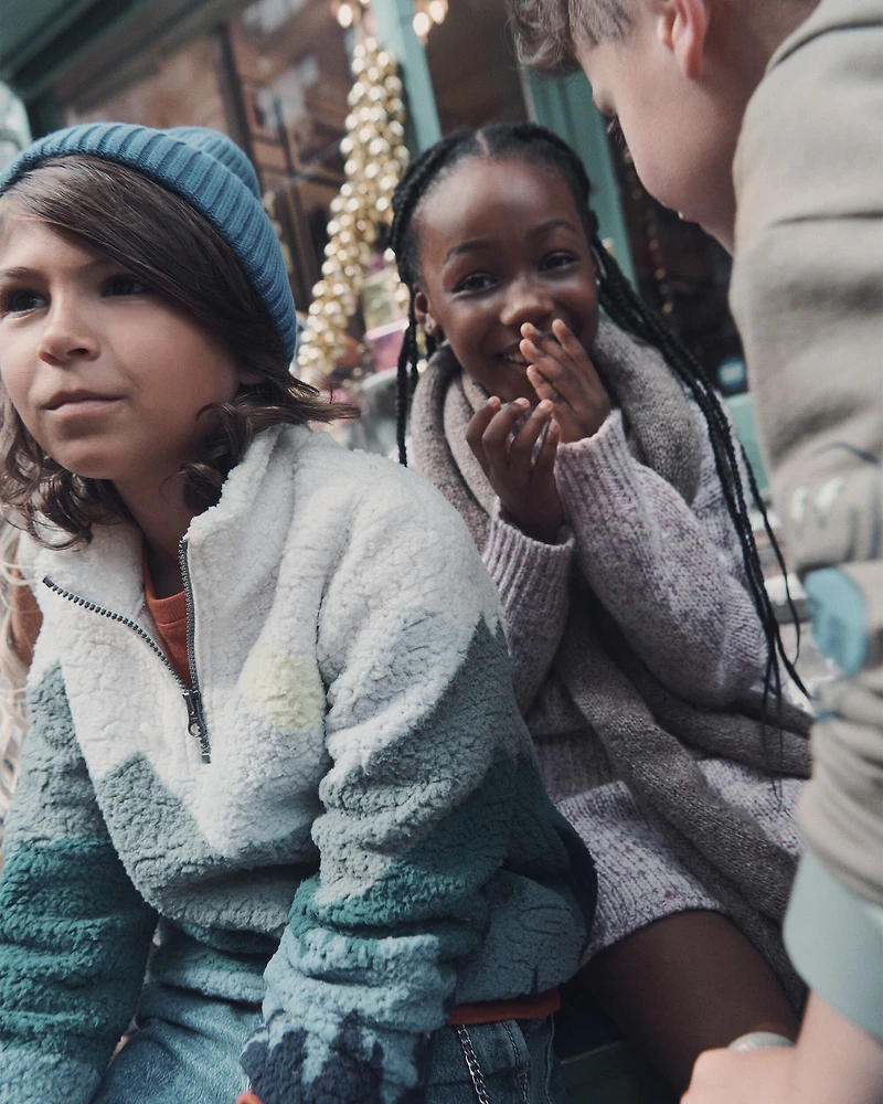 Girls 2-Piece Mock Neck Sweater & Skirt Set - Pink