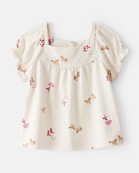 Baby Girl 2-Piece Cowgirl Print Bodysuit & Cotton Skort Set - Cream/Pink