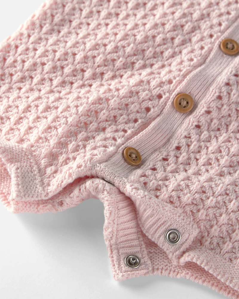 Baby Girl Organic Cotton Sweater Knit Romper