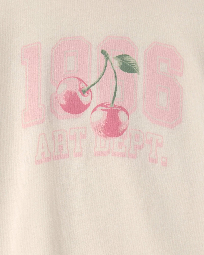 Girls Cherry Graphic Tee - Cream
