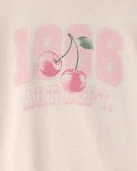 Girls Cherry Graphic Tee - Cream