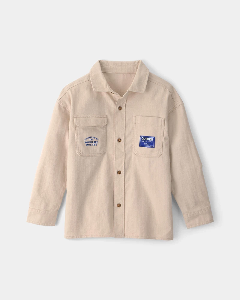 Boys Utility Button-Down Shirt - Beige