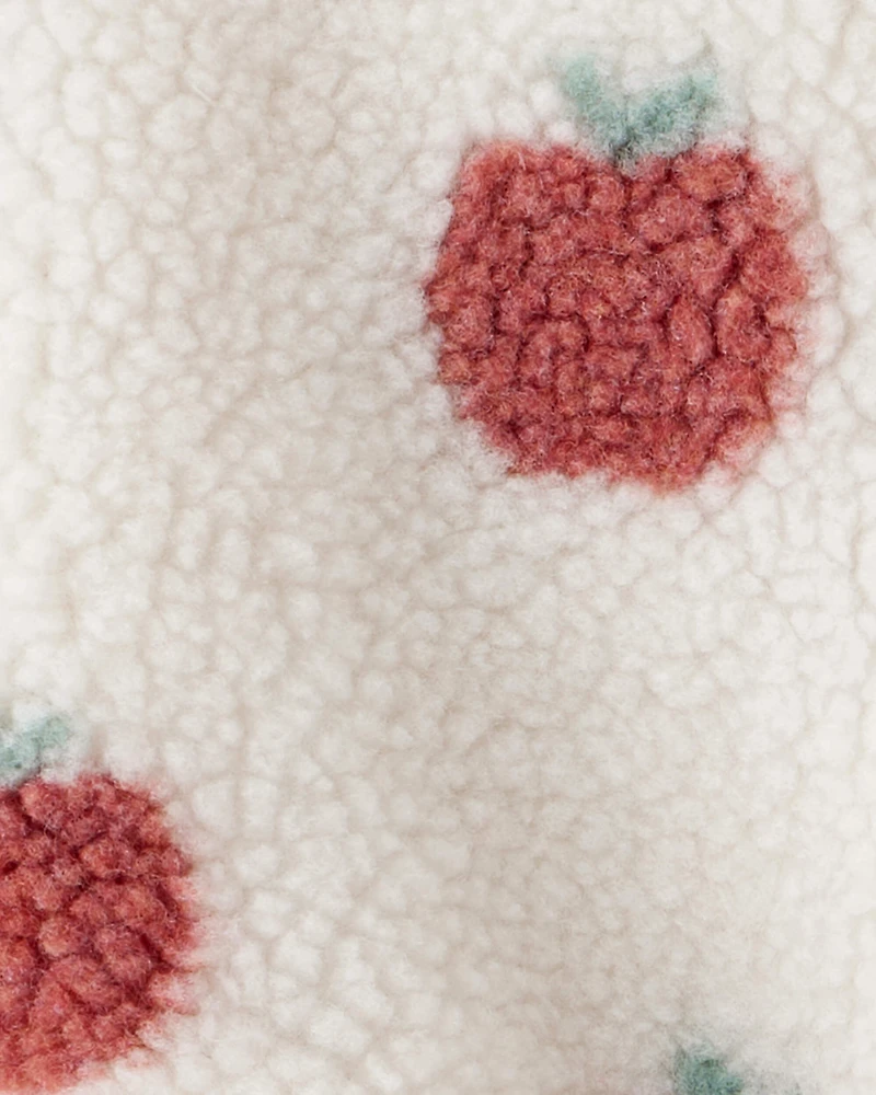 Baby Girl Recycled Sherpa Jacket in Apple Print