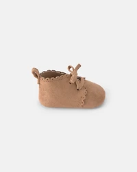 Baby Girl Bow Mocassin Shoes - Tan