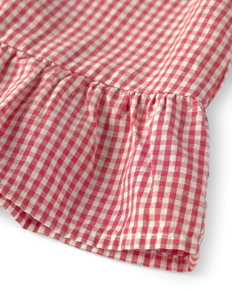 Girls 2-Piece Top & Short Set Made with Organic Cotton in Red Gingham