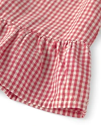 Girls 2-Piece Top & Short Set Made with Organic Cotton in Red Gingham