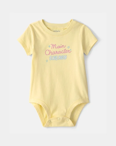 Baby 'Main Character Energy' Graphic Bodysuit - Yellow
