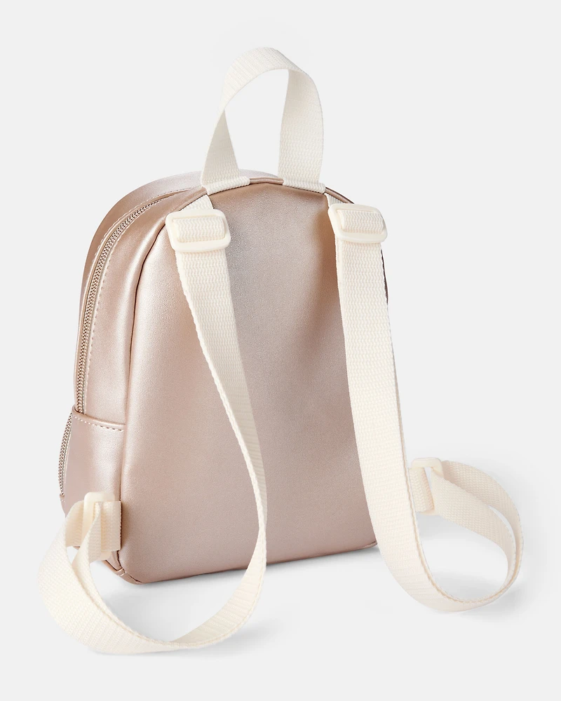 Girls Floral Mini Backpack - Metallic Rose Gold