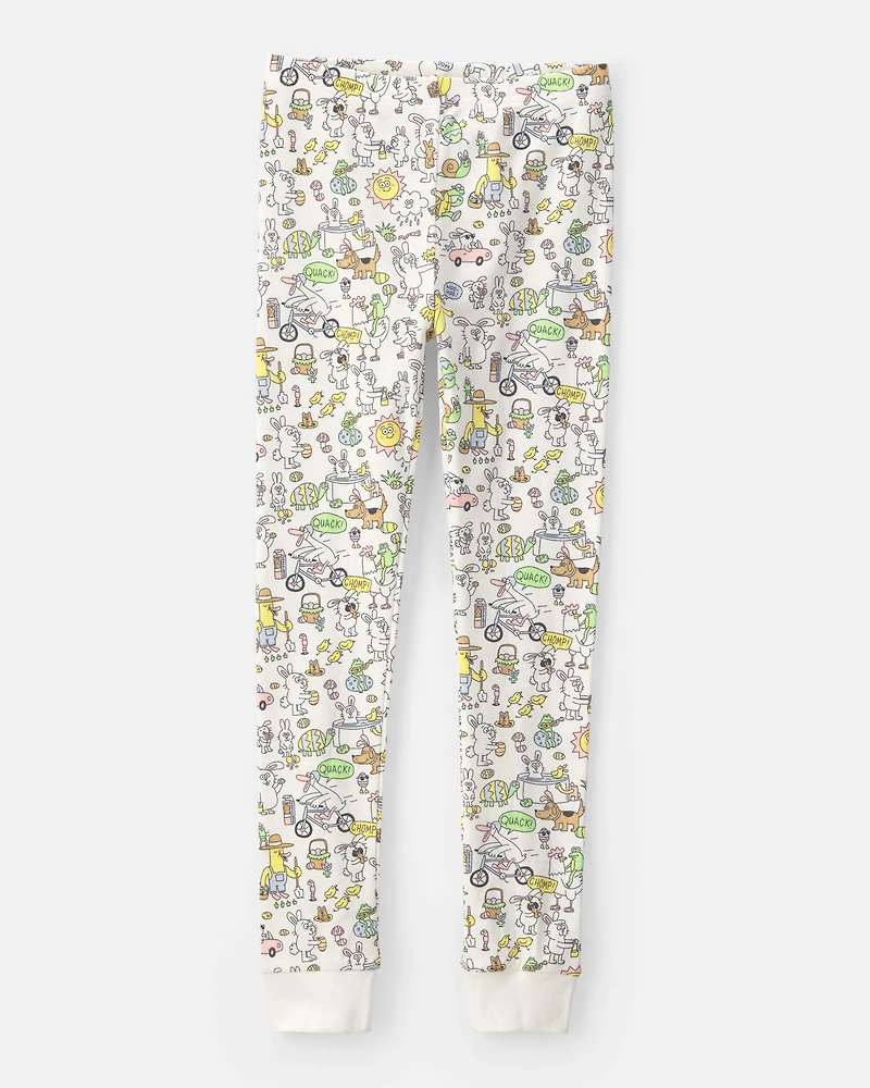Kid Easter Scavenger Hunt 100% Cotton Snug Fit 2-Piece Pajama Set - Ivory