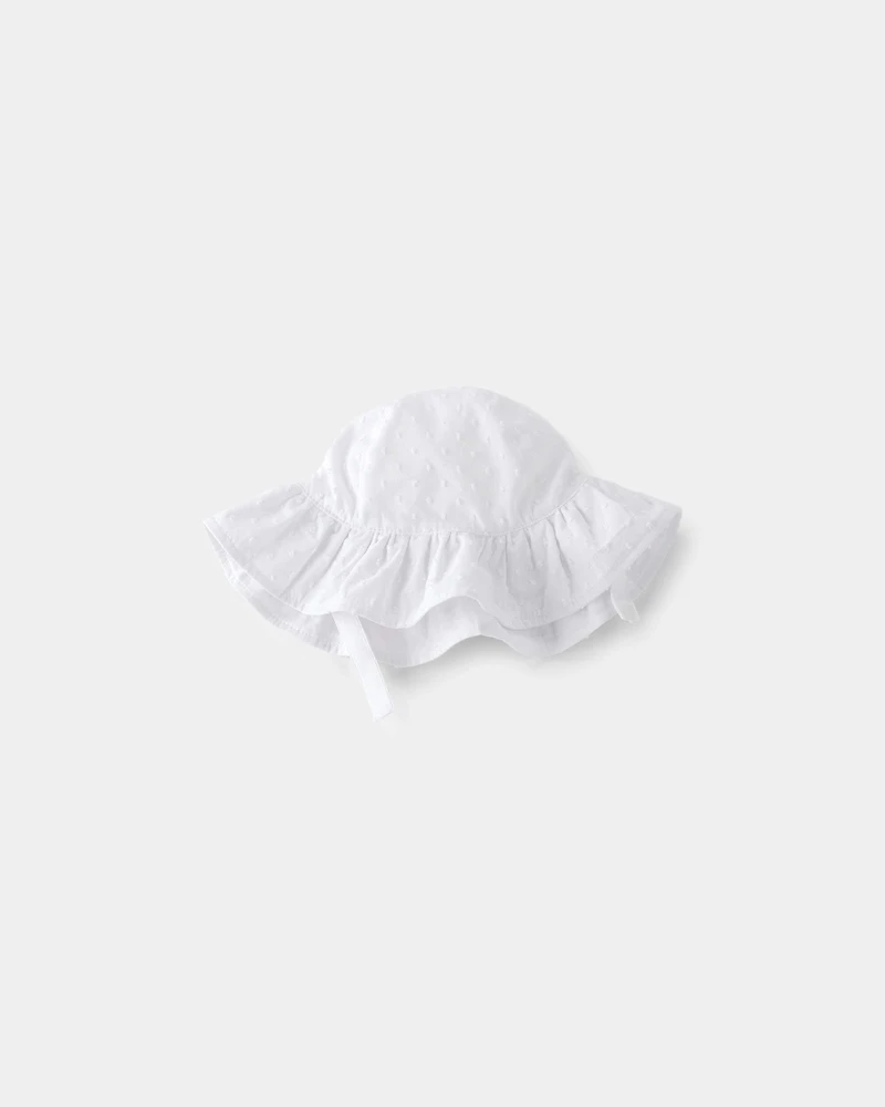 Baby Girl Cotton Swiss Dot Sunhat - White