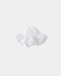 Baby Girl Cotton Swiss Dot Sunhat - White