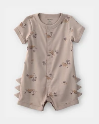 Baby Boy Dinosaur Short-Sleeve Romper - Brown