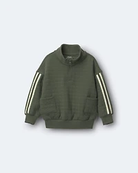 Toddler Boy Quarter-Zip Sweatshirt with Pockets - Olive