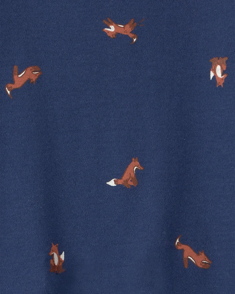 Baby Boy Fox 100% Cotton 2-Way Zip Sleep & Play Pajamas - Navy Blue