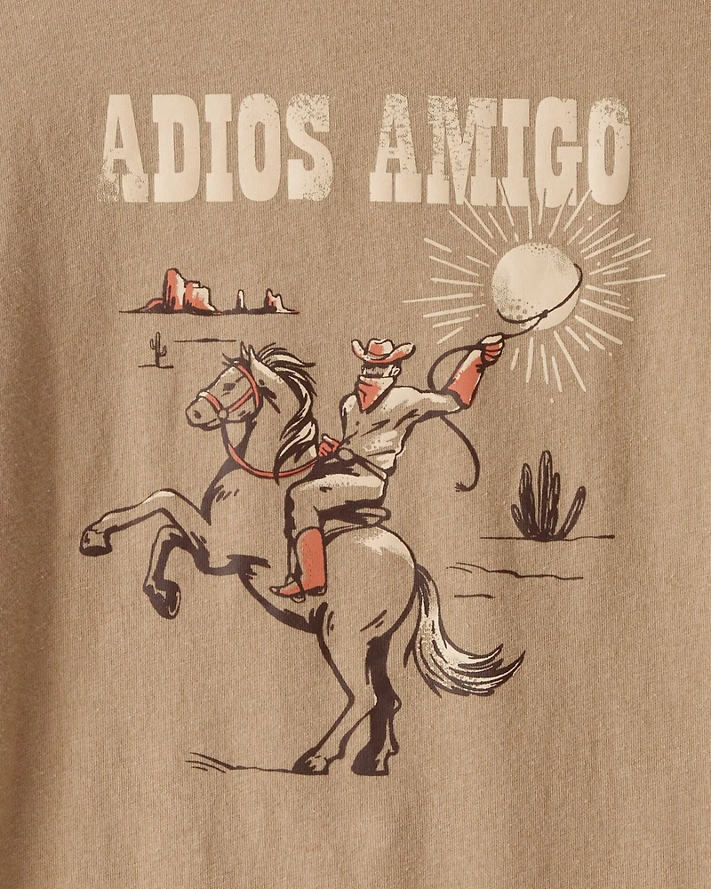 Boys Western Long-Sleeve Graphic Tee - Brown