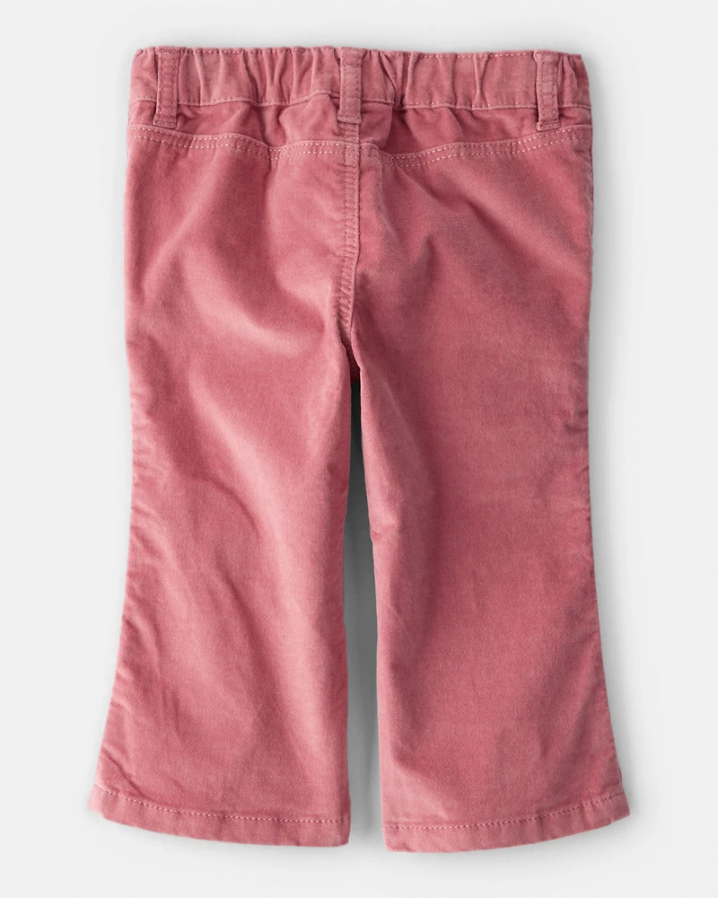 Baby Girl Velvet Flare Pants - Pink