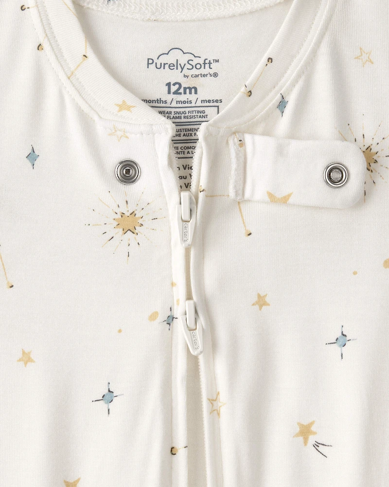 Baby Constellation PurelySoft 2-Way Zip 1-Piece Pajama - Cream