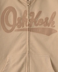 Kid OshKosh Logo Zip-Up Hoodie - Beige