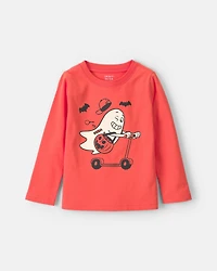 Toddler Boy Ghost Scooter Long-Sleeve Graphic Tee - Orange