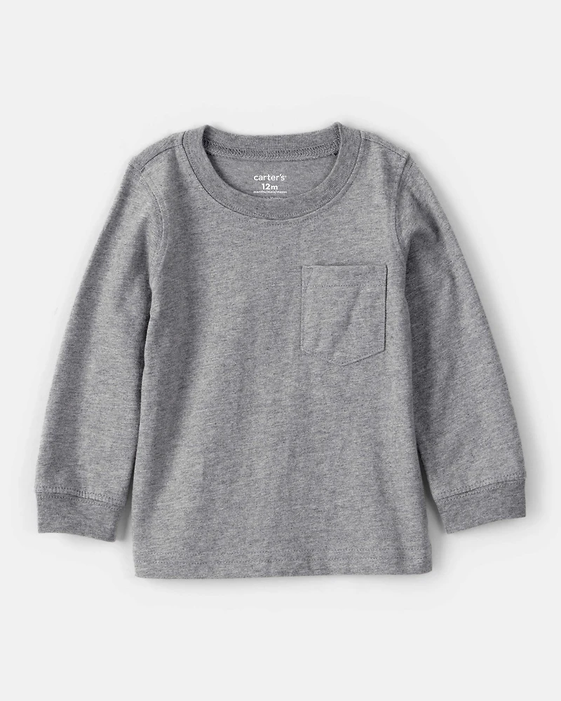 Baby Boy Long-Sleeve Pocket Tee - Grey