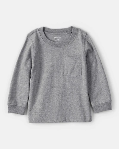 Baby Boy Long-Sleeve Pocket Tee - Grey