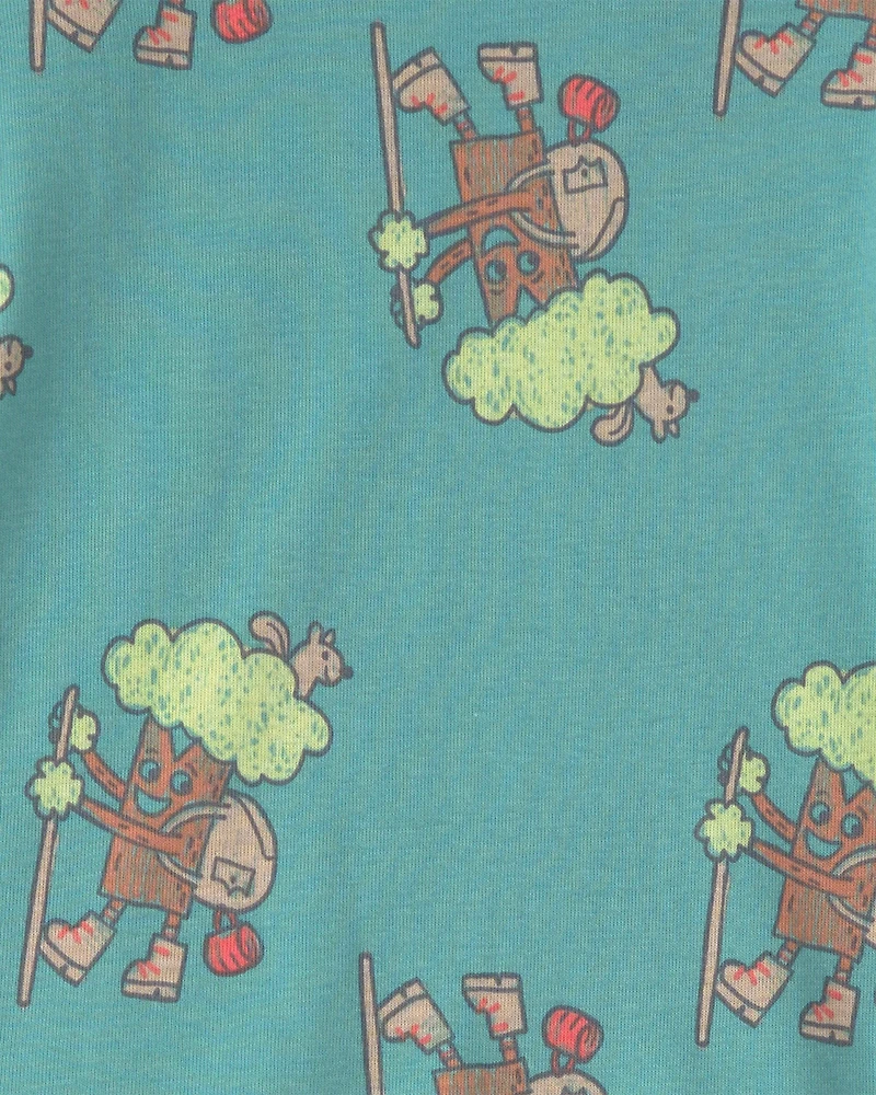 Baby Boy Tree 100% Cotton Snug Fit 4-Piece Pajama Set - Green/Cream