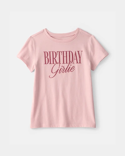Girls 'Birthday Girlie' Graphic Tee - Pink
