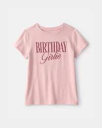 Girls 'Birthday Girlie' Graphic Tee - Pink
