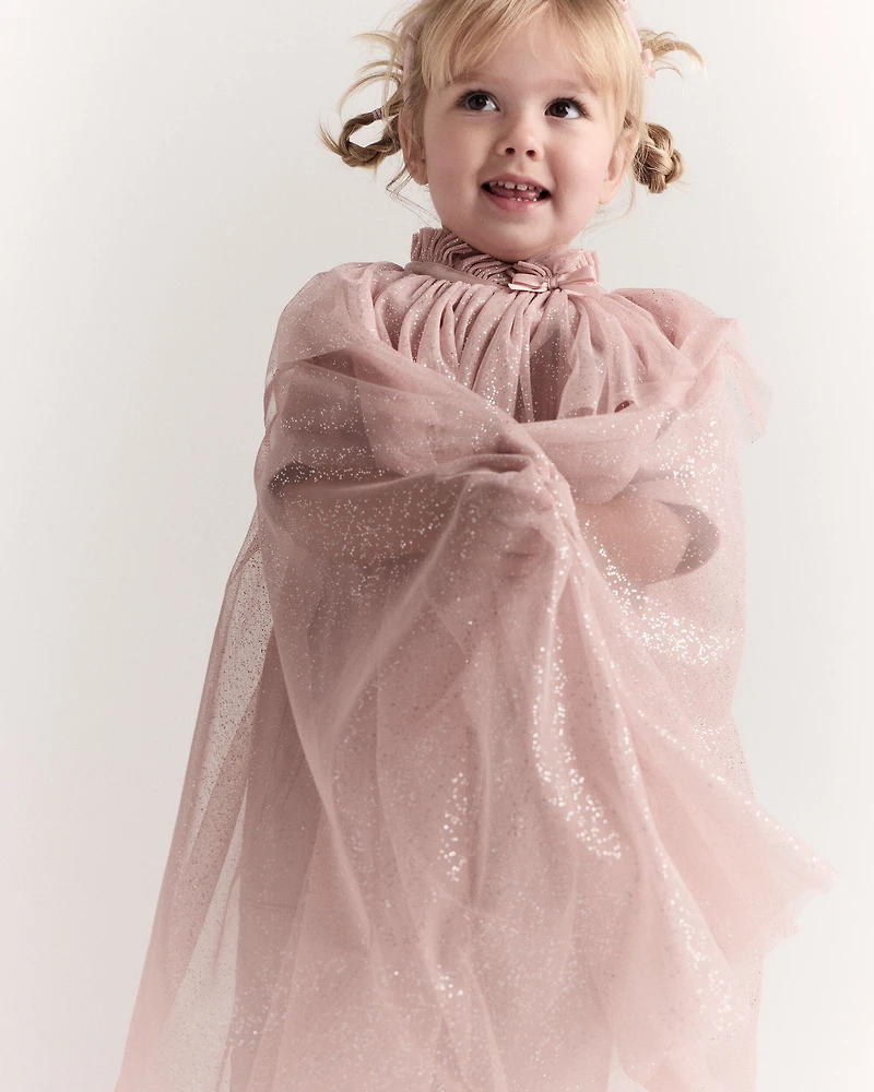 Toddler Girl Confetti Dress Up Cape - Light Pink