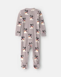 Toddler Boy 1-Piece Dog DreamPlush Snug Fit Footed Pajama - Grey