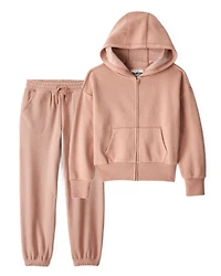 Girls 2-Piece DayDream Fleece Fleece Hooded Jacket & Joggers Set - Brown