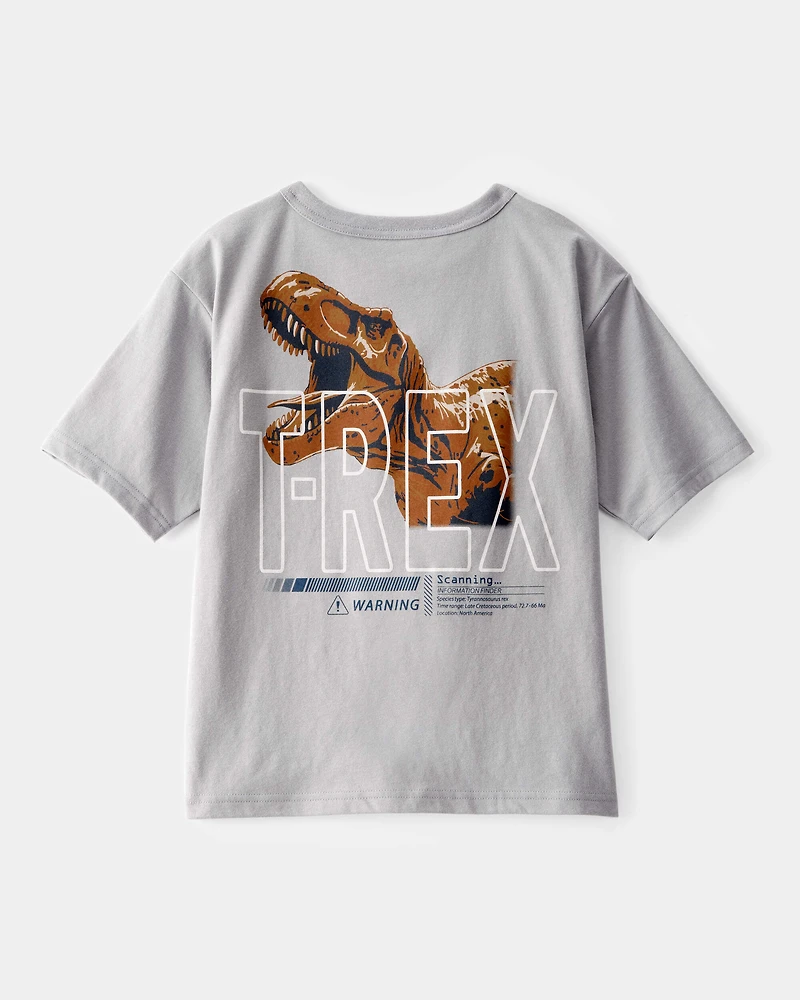 Kid Prehistoric Dinosaur Short-Sleeve Graphic Tee - Grey
