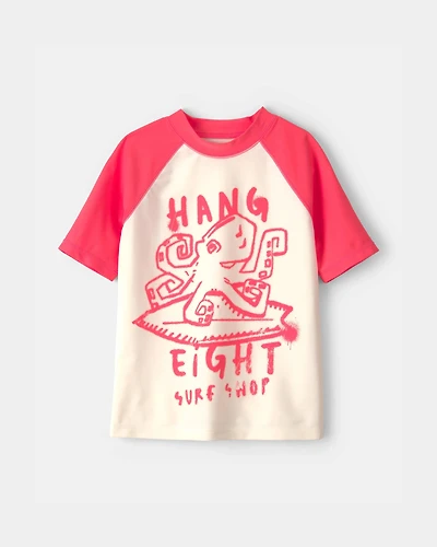 Boys Octopus Short-Sleeve Rashguard - Red/Cream