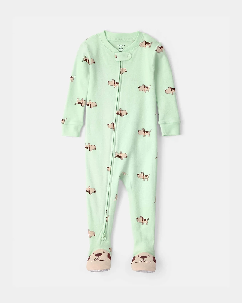 Toddler Dog 100% Cotton Snug Fit 1-Piece Pajama - Green