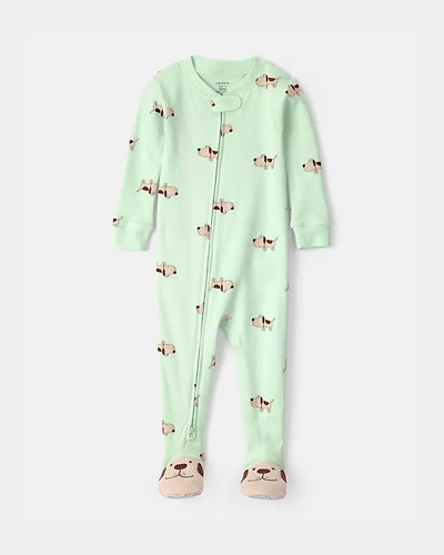 Toddler Dog 100% Cotton Snug Fit 1-Piece Pajama - Green