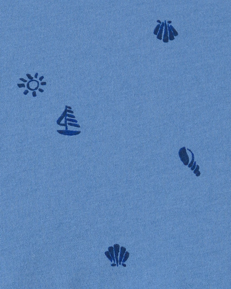 Toddler Girl Seashell Short-Sleeve Dress - Blue