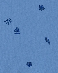 Toddler Girl Seashell Short-Sleeve Dress - Blue