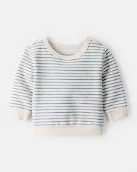 Baby Boy 2-Piece DayDream Fleece Stripe Pullover Sweatshirt & Pant Set - Cream/Blue