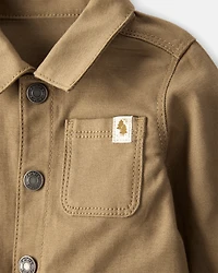 Baby Boy Canvas Long-Sleeve Jumpsuit - Brown