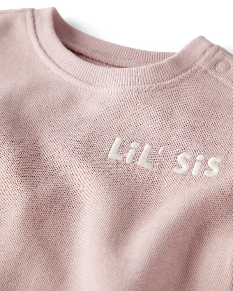 Baby Girl Organic Cotton Lil' Sis Bubble