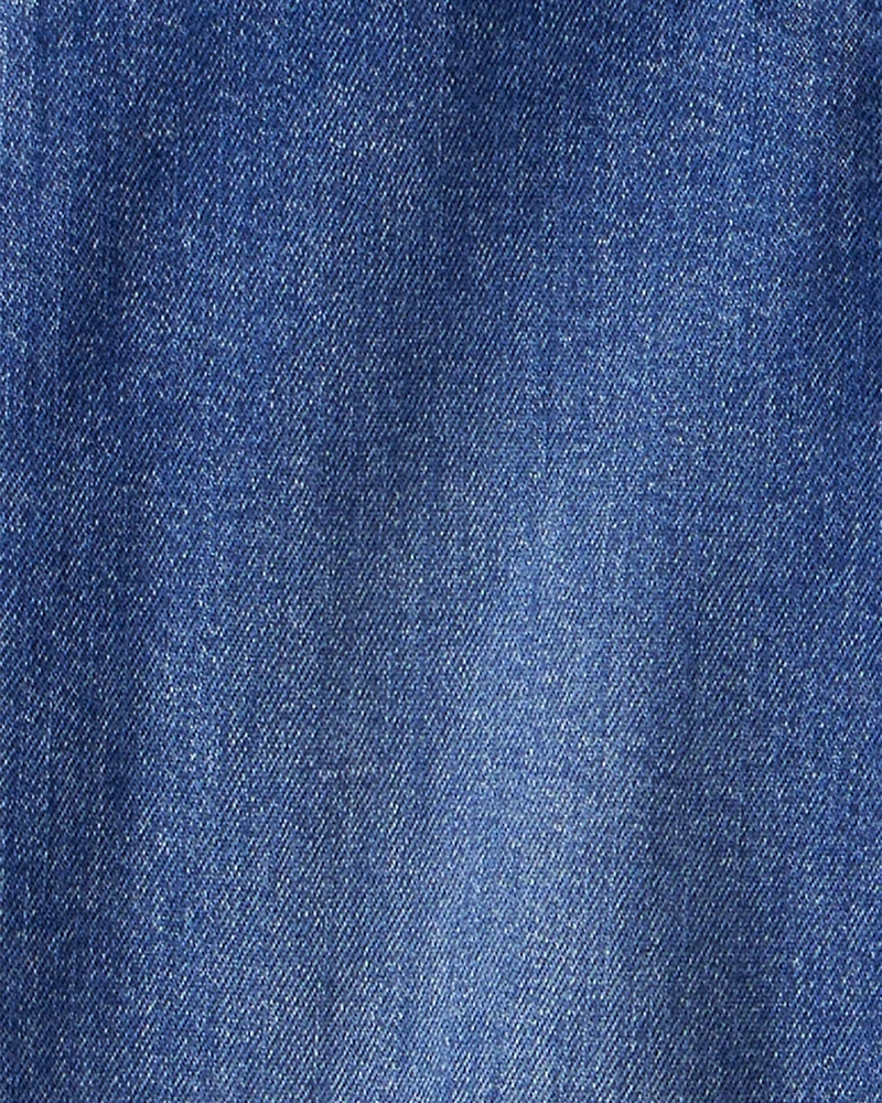 Girls Denim Sleeveless Overalls - Blue