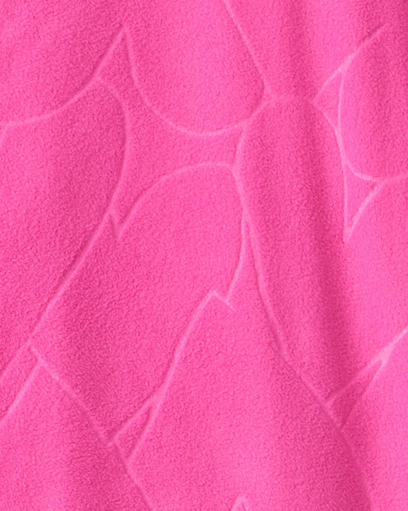 Girls Heart Fleece Long-Sleeve Loose Fit 1-Piece Pajamas - Pink