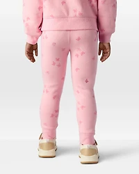 Toddler Butterfly Print Fleece Drawstring Joggers - Pink