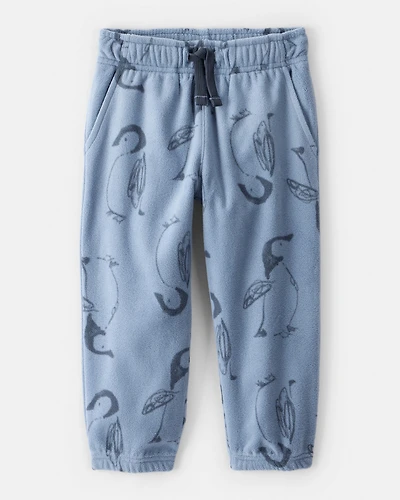 Toddler Boy Penguin Fleece Joggers - Blue